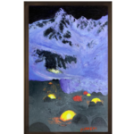 山本 寛 油絵 冬季涸沢テント村 M10